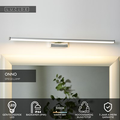 Lucide ONNO - Spiegellamp Badkamer - LED - 1x11W 3000K - IP44 - Mat chroom